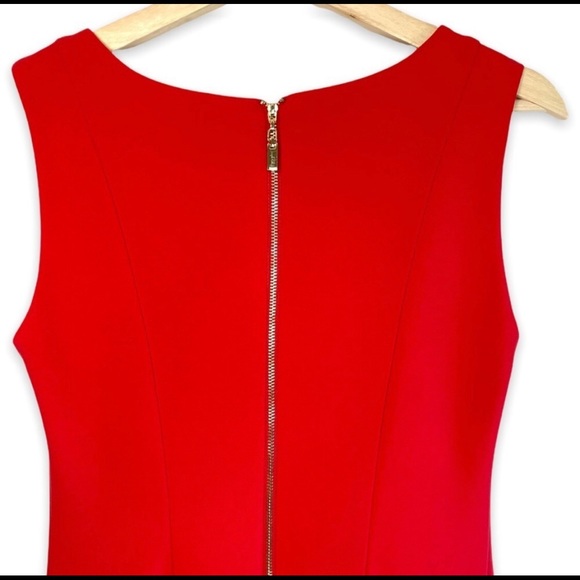 Joseph Ribkoff Fit and Flair Orange Gold Zip Dress - Picture 7 of 8